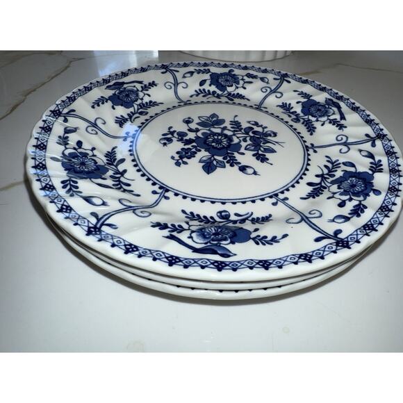 3 Johnson Brothers Bros Indies Blue Bread Dessert Plates England 6.25” Vintage - Picture 5 of 6